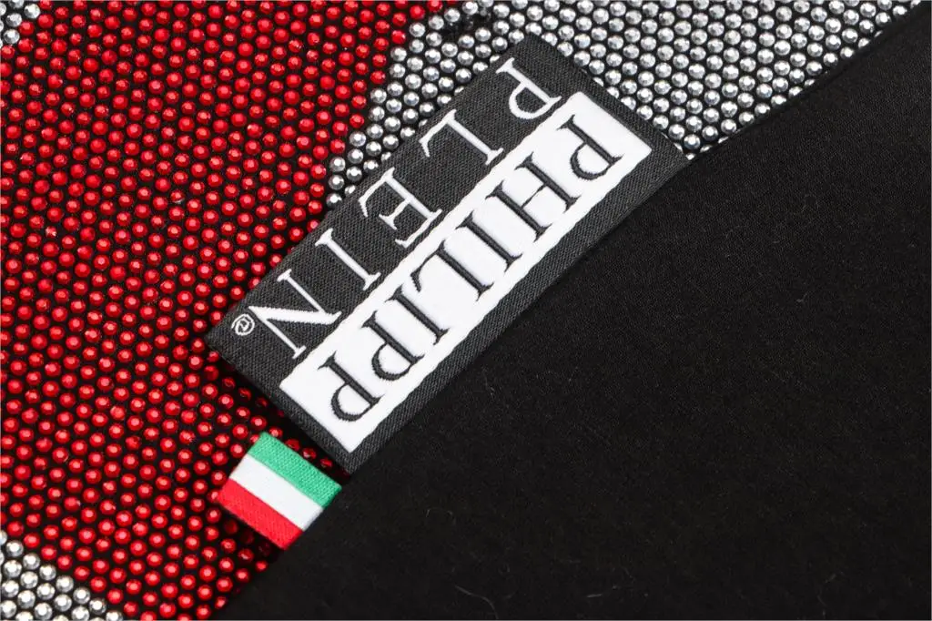 

Philipp Plein- European American fashion T-shirt red skull hot diamond short-sleeved T-shirt summer streetwear Tops Tees men