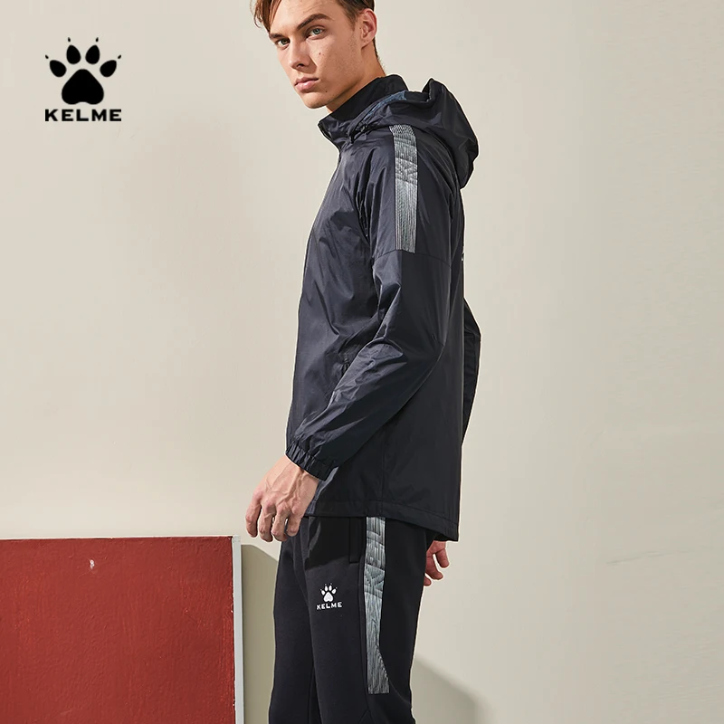 Мужская спортивная куртка KELME Женская ветрозащитная с капюшоном джоггеры на