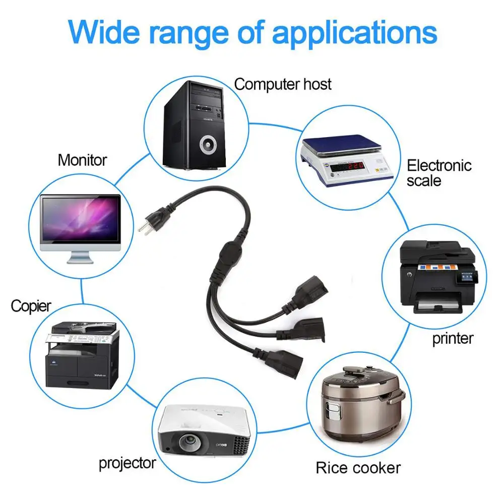 Сплиттер кабеля питания 1-to-3 сплиттер кабель удлинитель FUHAIHE 20 дюймов (50 см)