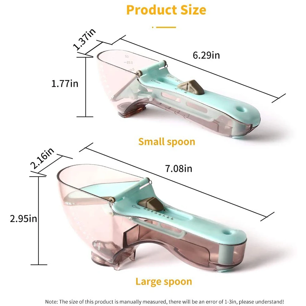 

2PCS Food-Grade Plastic Adjustable Measuring Spoons Kitchen Tool Plastic Scale Creative Measuring Spoons Set Accessories