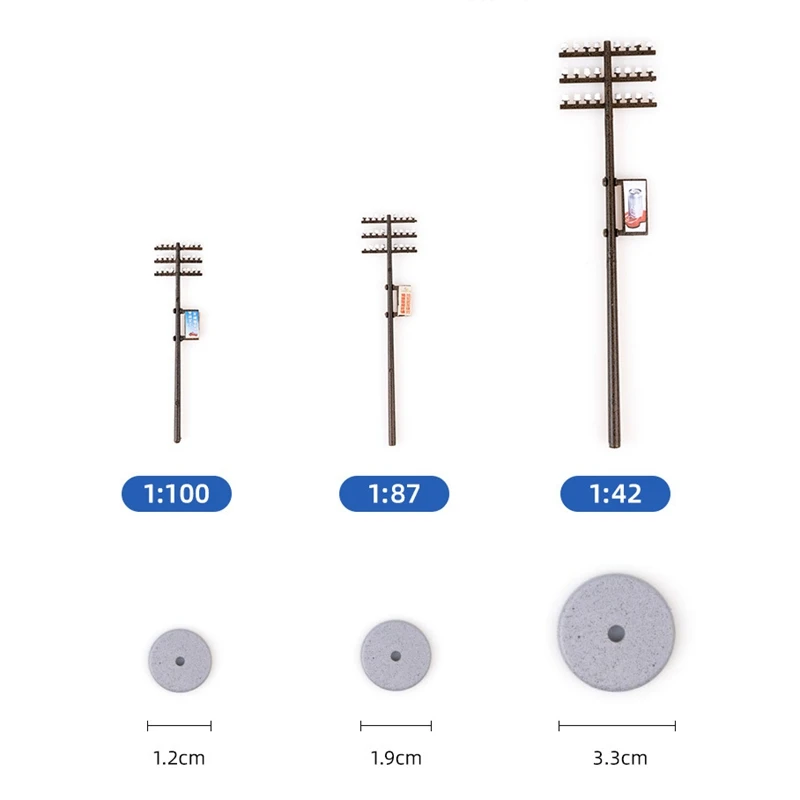 

3 Pcs Model Train Ho Scale DIY Architectural Model Telegraph Poles Material Sand Table Model Materials