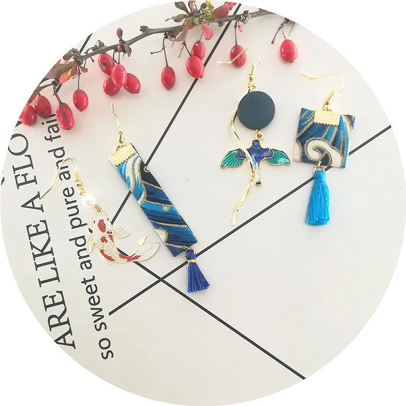 DoreenBeads модные популярные этнические серьги ретро ткань цветочный узор кулон полые треугольник трендовые ювелирные изделия для женщин, 1 пара