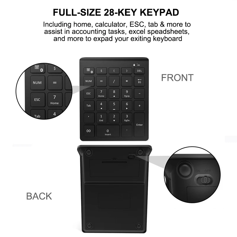 PPYY NEW 28 клавиш беспроводная цифровая клавиатура Мини Numpad с большим количеством