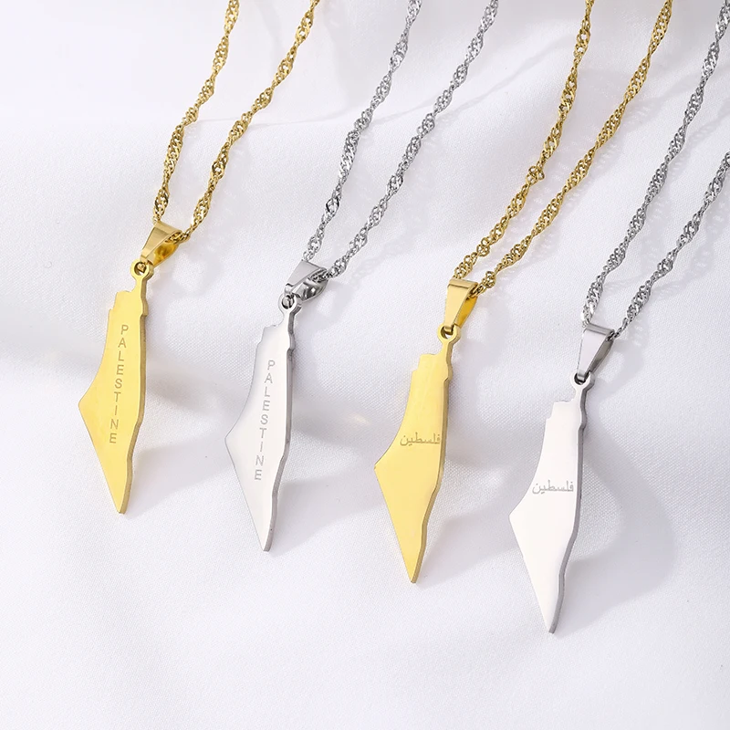 

Модная подвеска с изображением карты Израиля и Палестины, ожерелья из нержавеющей стали, женское этническое украшение на день рождения, под...