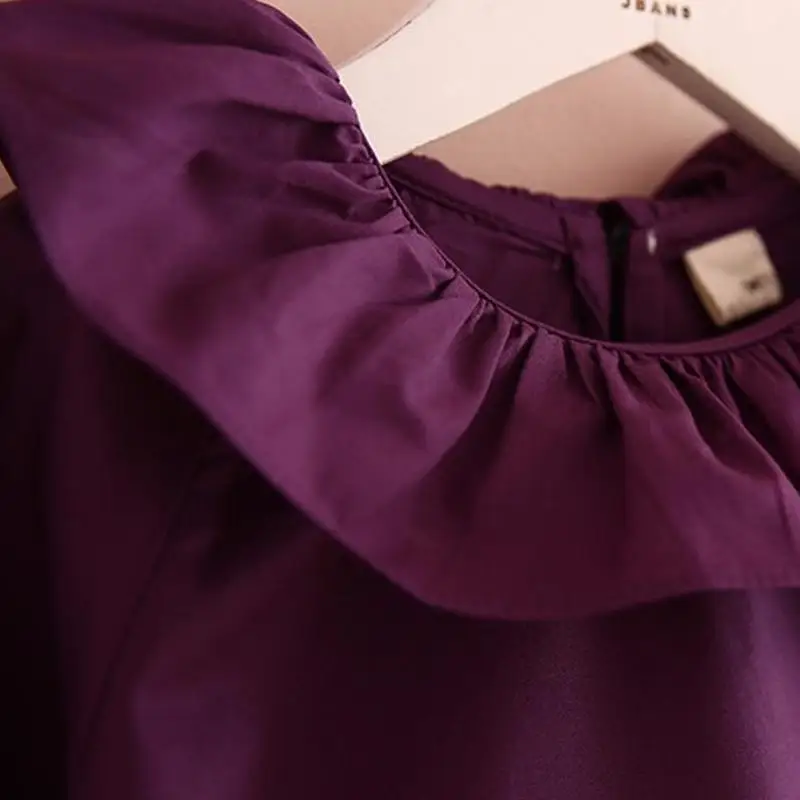 Блузки для маленьких девочек 2018 Весенняя мода белый фиолетовый голубой цвет