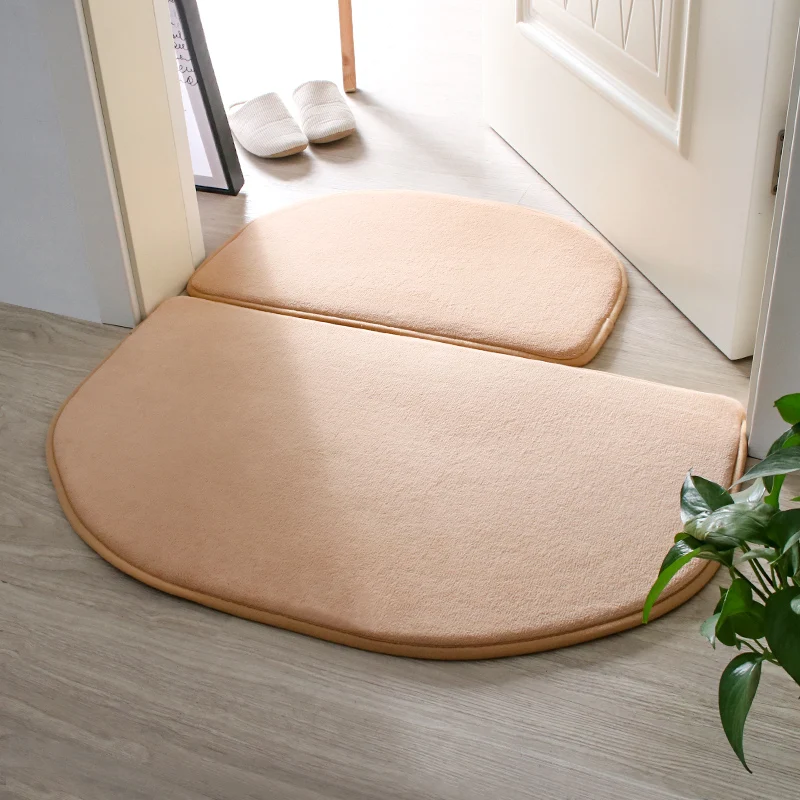 

Thincken Floor Mat 2pcs/set Semicircular Bathroom Carpet Doormat Living Room Non Slip Kitchen Mats Solid Rug Bedroom Pad q