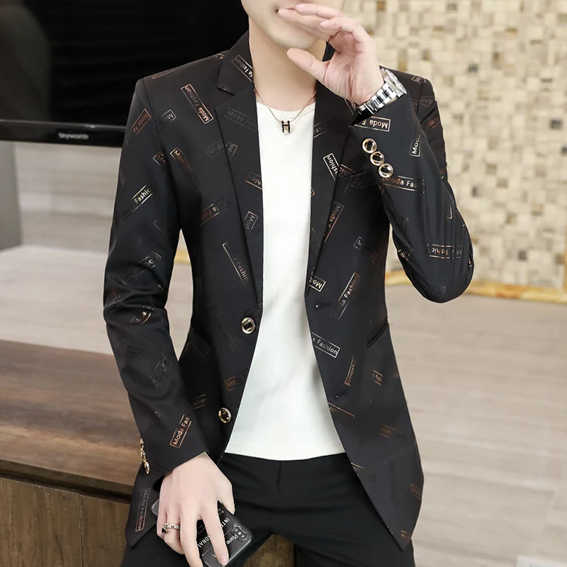 

Leisure suit jacket male spring and autumn outfit personality long style hair stylist small suit ruffian handsome single West Ko