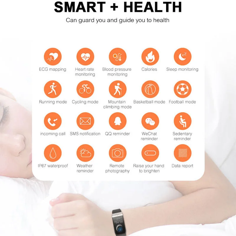 

Smart band High-end Fitness Tracker ECG PPG Blood Pressure Waterproof Heart Rate Monitor Smart Weather Forecast Smart Bracelet