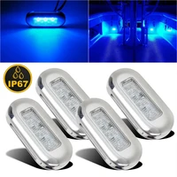 new 4 pcs 12v boat marine signal lamp bluewhite clear grade large waterproof led courtesy lights stair deck led strip trun c10w