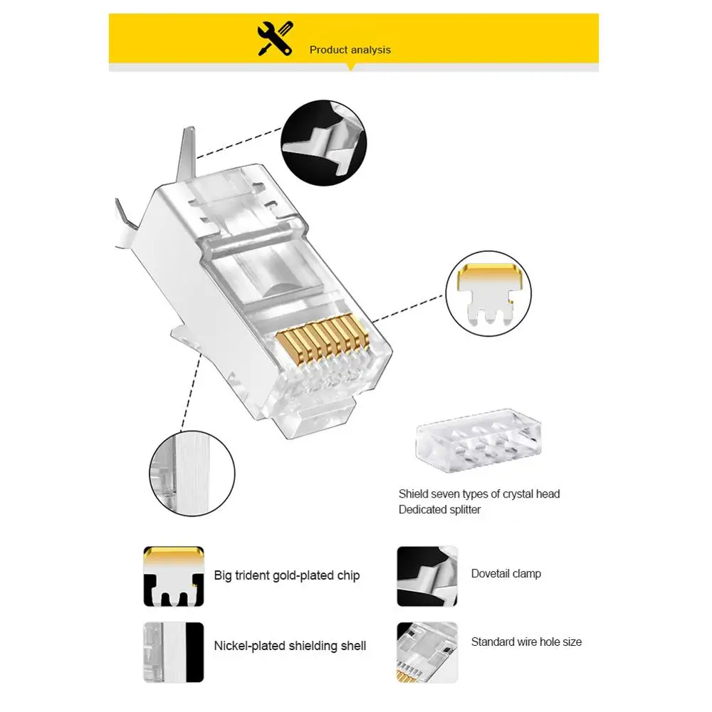 Металлические экранированные Разъемы RJ45 CAT7 5/10 шт. модульный разъем Cat 7 8P8C Network RJ 45