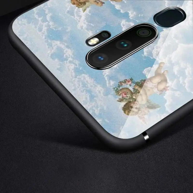 

Renaissance angels for OPPO Reno 2 Z 2Z 2F 3 4 Pro 5G F7 A5 A9 2020 Super Bright Black Phone Case Soft Cover Shell