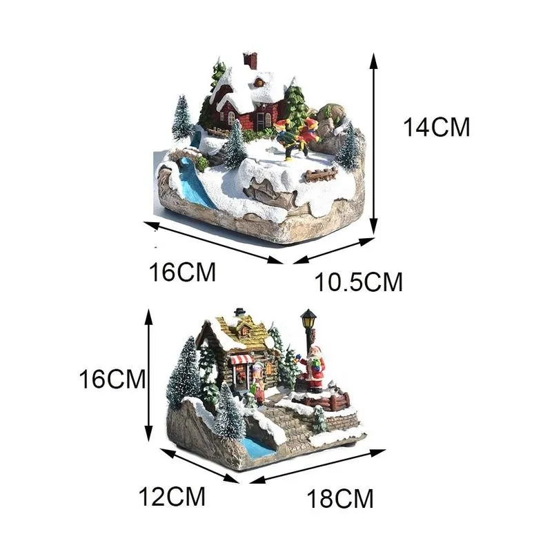 

LED Light Music House Christmas Glowing Decoration Exquisite Crafts Cottage Resin Christmas Tree Santa Claus House Ornament