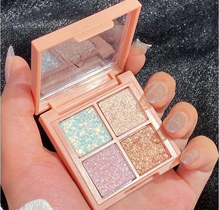 

Charming Eyeshadow Palette 4 Color Shimmer Matte Glitter Eyeshadow Pallete Metallic Diamond Pigmented Maquillage Makeup Palette