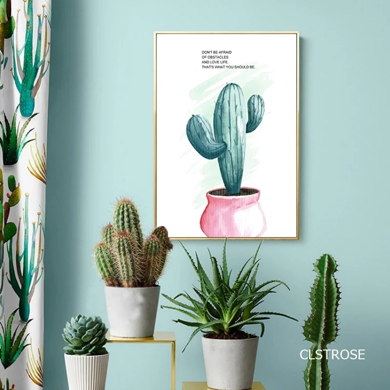 

Nordic Modern Style Pure And Fresh Cactus Plant Posters Art Canvas Pictures For Living Room Bedroom Decor Painting Unframed