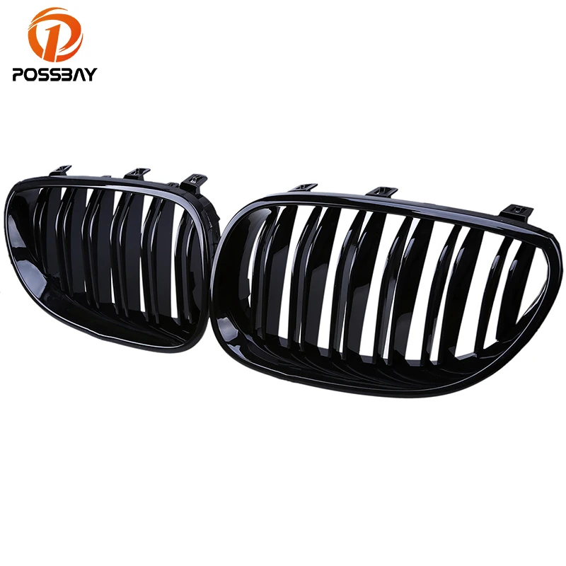 

POSSBAY черный глянец передней почек решетки гриль для BMW 5-Series E60 535i/535xi/535d седан 2003-2010 двойные рейки гоночные решетки