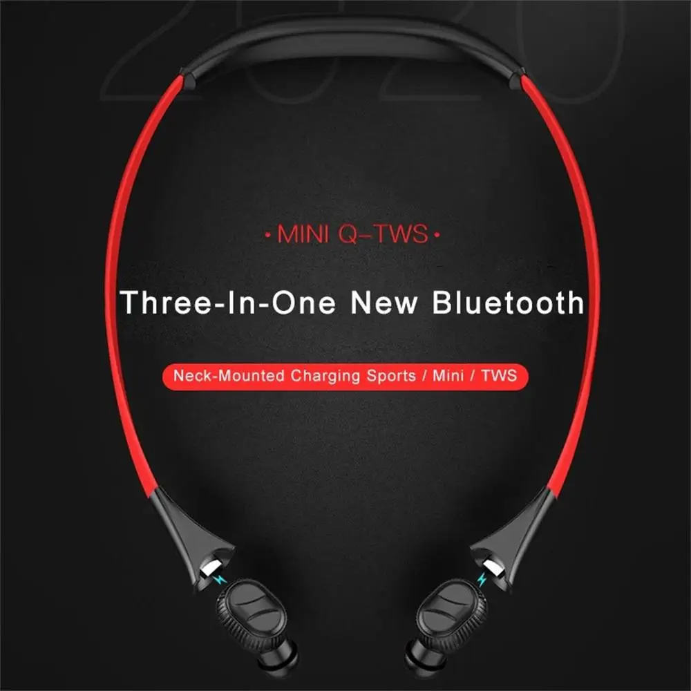 

Mini Q-TWS Neck-hanging Headset Wireless Bluetooth 5.0 Headphone Mini Sport Headset Neck-mounted In-ear Earphone HiFi Quality