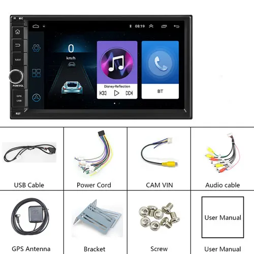 Without Camera Podofo 2din Android8.1 автомобильный Радио wifi gps navi автомобильный мультимедийный плеер Универсальный " аудио стерео для Volkswagen Nissan hyundai Kia - Цвет: Without Camera