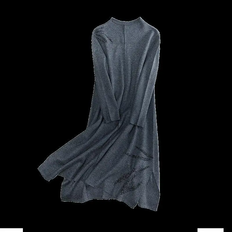 

Women 2020 Autumn Winter Loose Sweater Dress Female Solid Knee-length Dresses Ladies Full Sleeve Turtleneck Knitted Dress P151