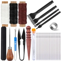 miusie leather sewing kit hand stitching tool with sewing needle wax thread and leather craft tool for leather craft working