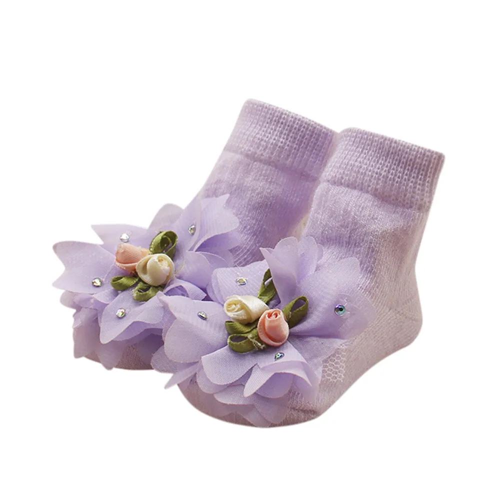 Носки для малышей новинка Детские удобные хлопковые носки с цветочным рисунком