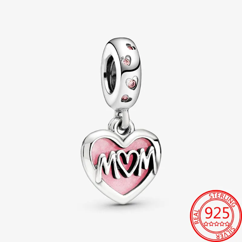 

Romantic 925 Sterling Silver Pink Heart Flower Beaded Infinite Love Charm Pendant Suitable For Original Pandora Bracelet Gift