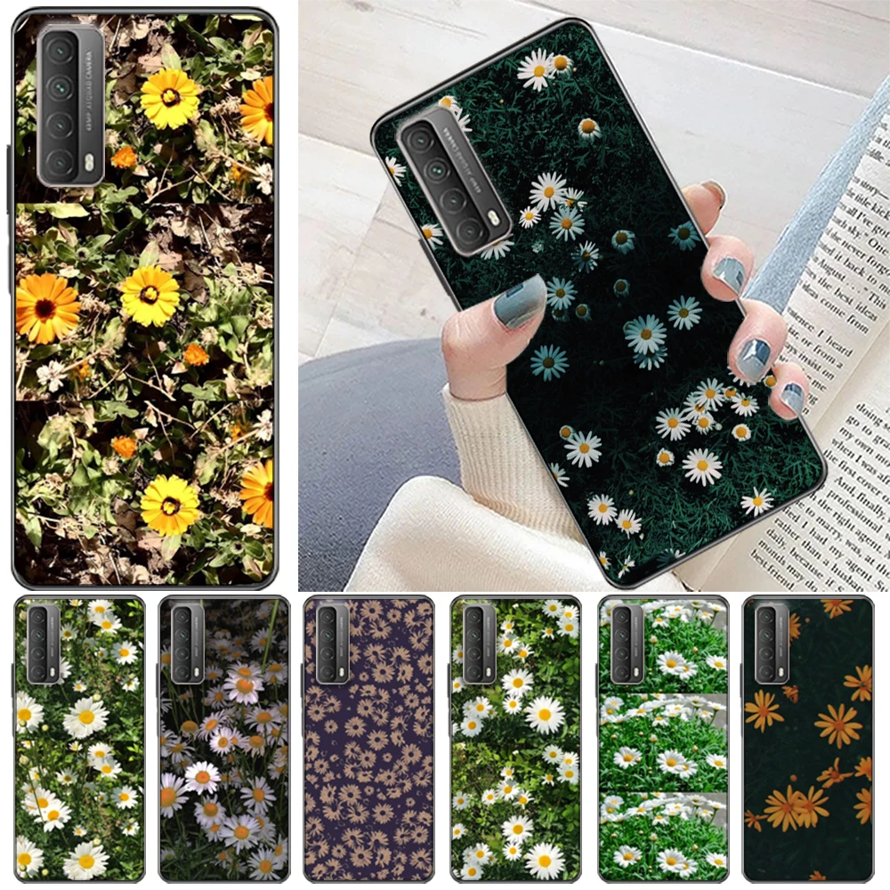 

Pretty Daisy Flowers Phone Case For Huawei P40 Lite Pro Plus P20 P30 P Smart Z 2021 2019 Funda Coque Carcasa Cases Back Cover