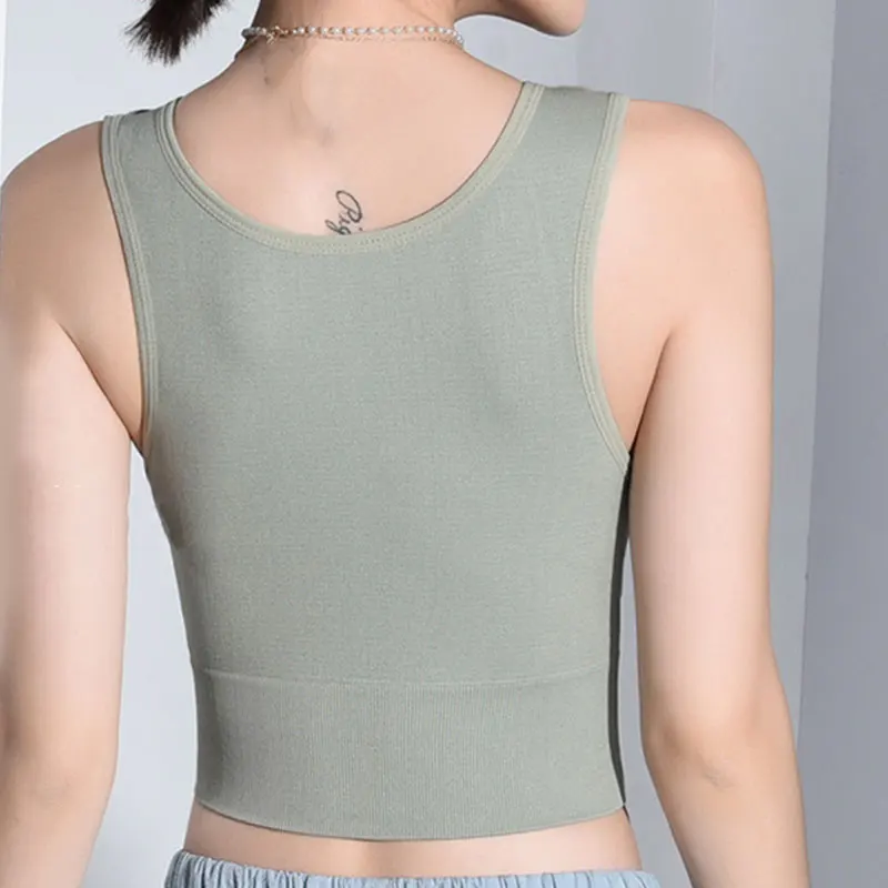 

Women Crop Top Vest With Detachable Chest Pad Camisole Workout Tank Tops -MX8
