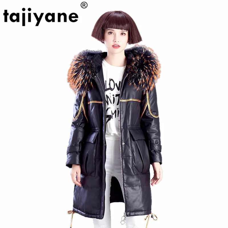 

Natural Raccoon Fur Genuine Leather Jacket Women Winter Duck Down Coat Female Real Sheepskin Coat Vintage Long Jacket Hiver 8726