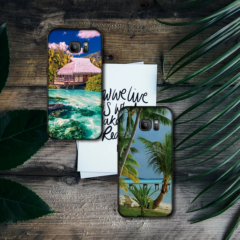 for Samsung M10 M20 M30 S6 S7 Edge S10 S9 S8 PLUS Plus Cover palm trees Sea | Мобильные телефоны и аксессуары