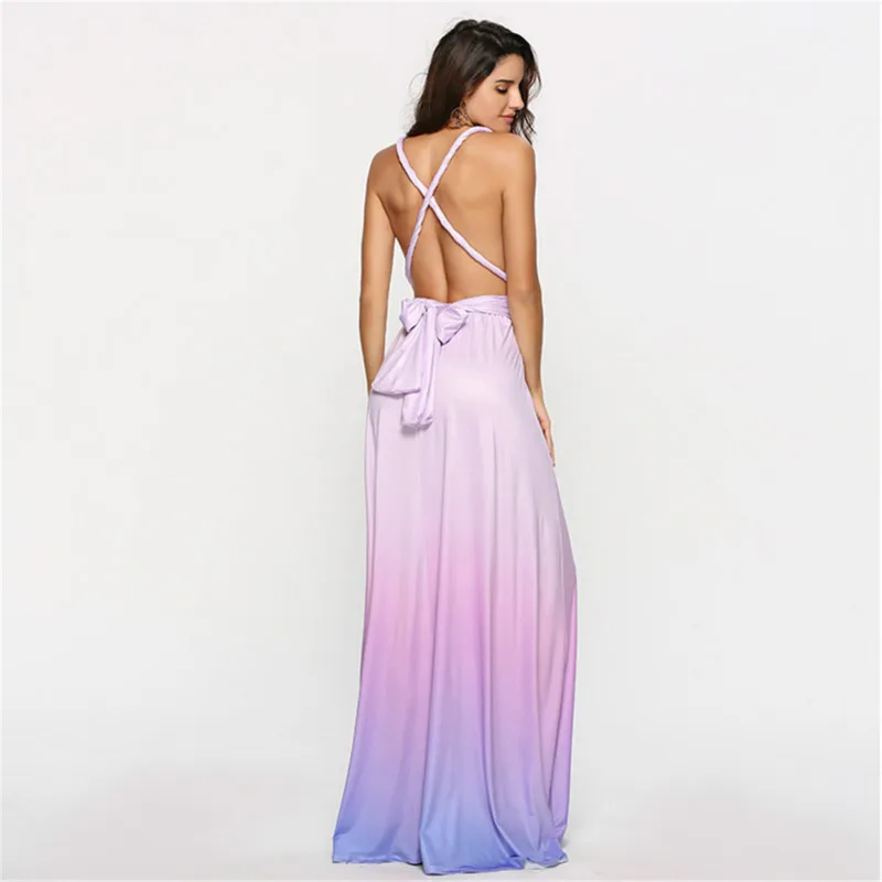 Женское длинное платье-макси с градиентом летнее платье-трансформер разных