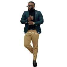 Dark Green Blazer With Khaki Pant Fashion Men Suits/Casual Street Style/Comfortable Breathable Fabrics/Suit Supply Male Coat Set (4)