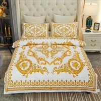 european style luxury white gold baroque bedding set soft cozy quilt cover pillowcase 3pcs duvet cover bedclothes