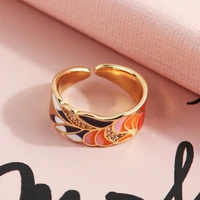 gold ring for women ethnic style dripping oil adjustable open women ring copper enamel cubic 5a zirconia rings woman wholesale