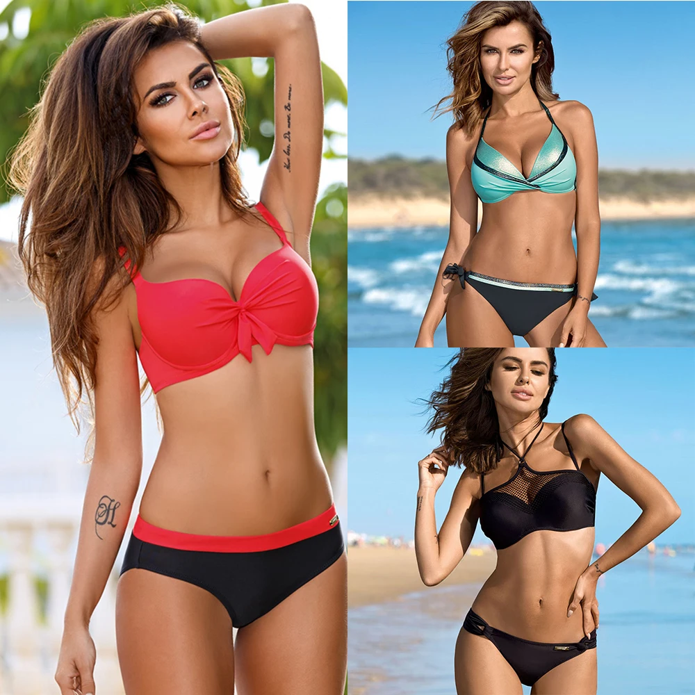 Сексуальный пуш-ап бикини для женщин купальник 2020 Лето низкая талия купальные