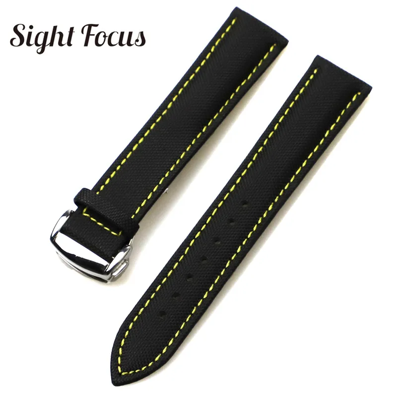 Ремешок нейлоновый с кожаной подкладкой для часов Omega Speed Moon Seamaster AT150 007 20 мм 22