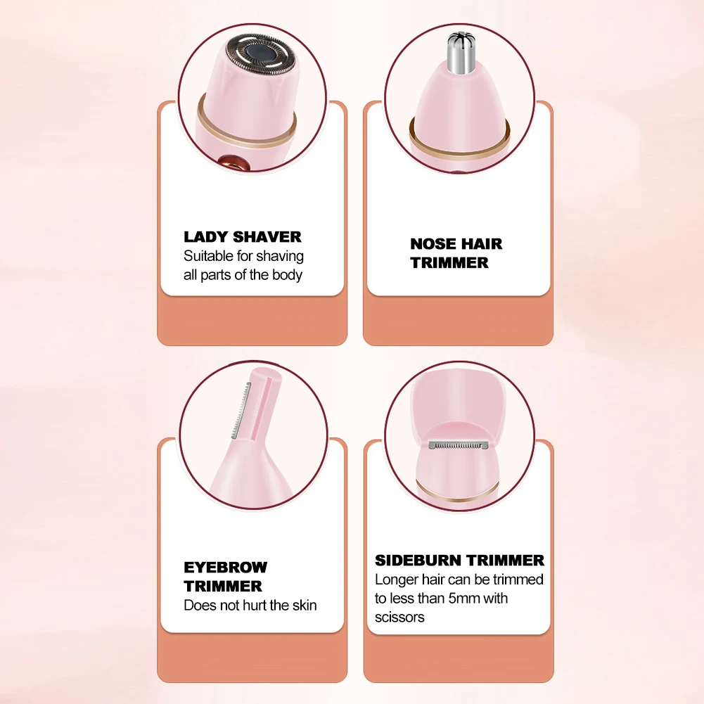 Портативный Аккумуляторный триммер для волос в носу и ушах 4 1 USB эпилятор бритва