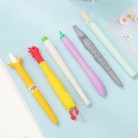 24pcs stationery silicone gel pen cartoon fruit creative banana eggplant scream chicken writing pen gel pens