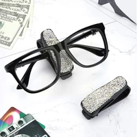 rhinestone diamond sunglasses clip for car sun visor eyeglasses ticket holder card bracket for girls hanger glasses auto a0d4
