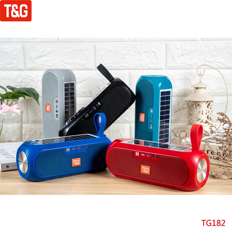 T&G TG182 Solar Power Bank Portable Wireless Bluetooth Speaker Bass Subwoofer Waterproof Outdoor Boombox Stereo Loudspeaker
