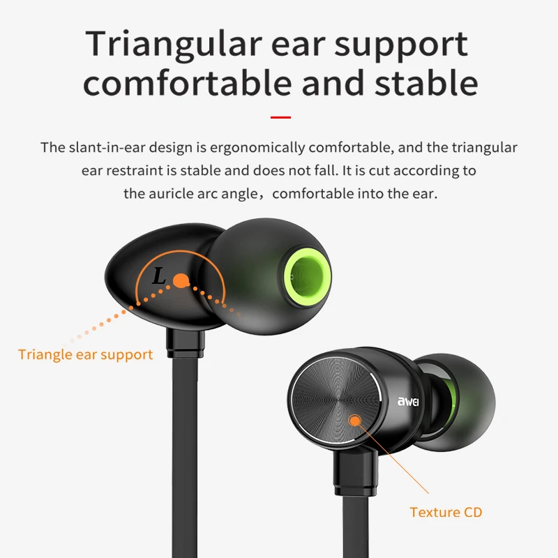 Наушники AWEI с шейным ободом спортивные наушники магнитные беспроводные Bluetooth