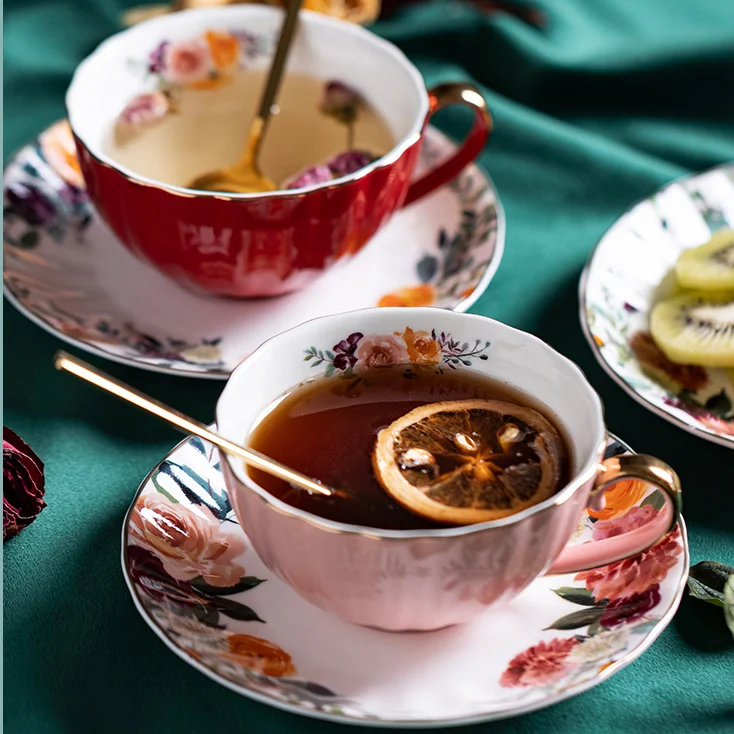 

Ceramic Luxury Cup Ceramic European Style Turkish Tray Afternoon Tea Cup and Saucer Eco Friendly Tazas De Cafe Drinkware 50