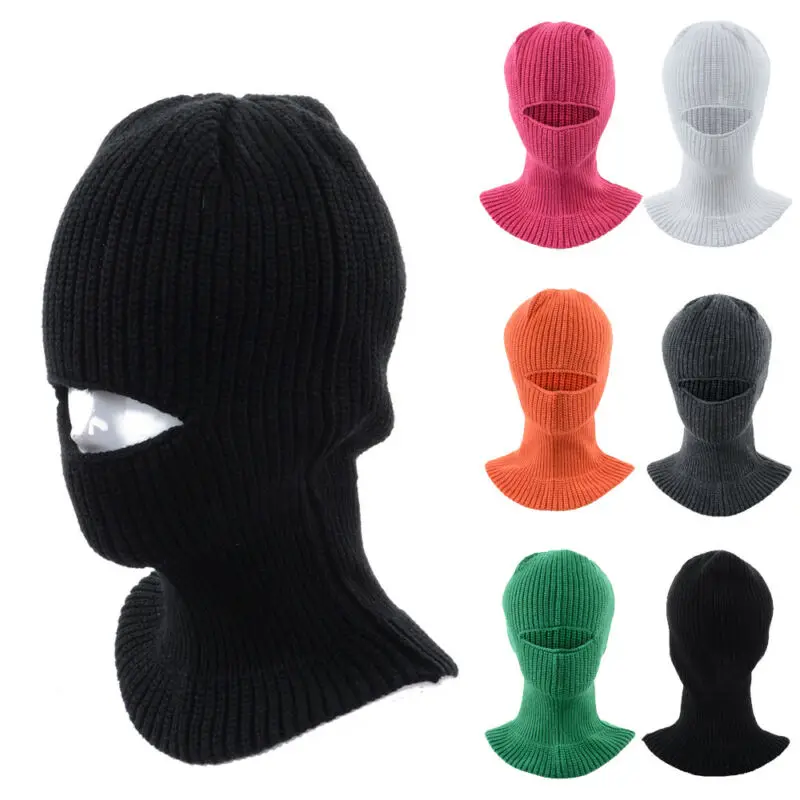 Уличная Балаклава 2019 зимние вязаные шапки с дырками маска для лица зимняя шапка