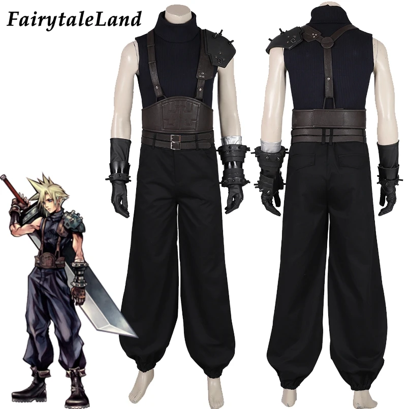 Cloud Strife Costume Cosplay Halloween Carnival Final Fantasy 7 Remake Outfit Fancy Game Clothing Party Black Suit