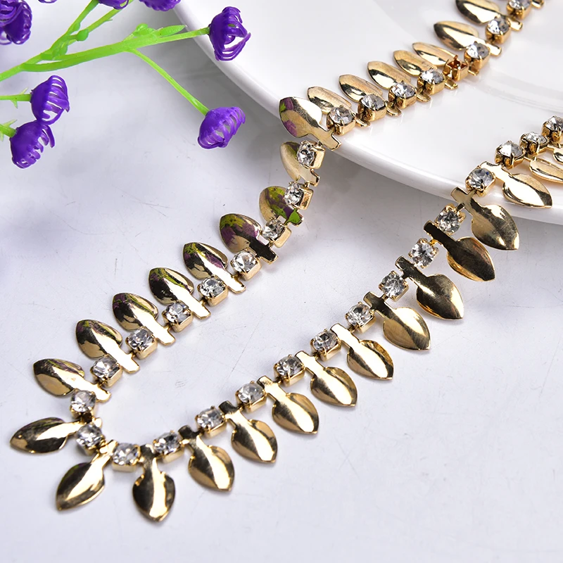 2 ярда стразы с кристаллами отделка золотая металлическая лента пришивная для