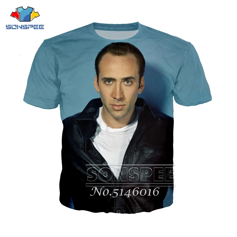 SONSPEE Nicolas Cage, забавная футболка с 3d принтом, унисекс, повседневная, короткий рукав, летняя Мужская модная повседневная одежда, футболки, топы, одежда t118 - Цвет: 4