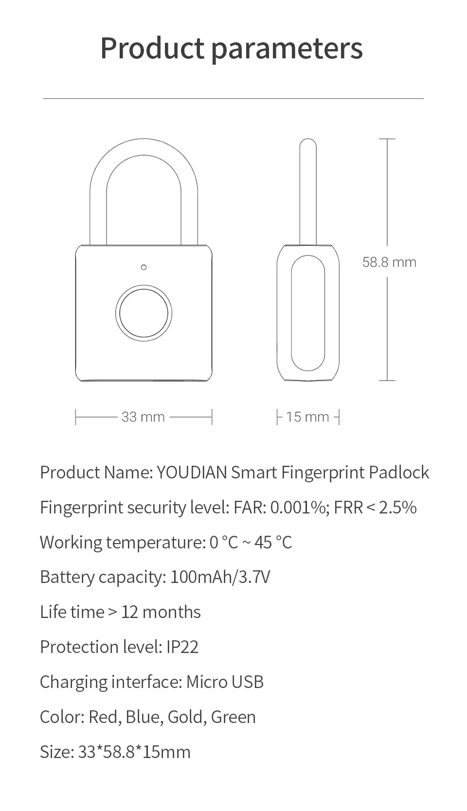 Xiaomi Mijia YD Умный Замок, работающий по отпечатку пальца навесной замок Kitty Hardcore технология отпечатков пальцев открытый умный дом путешествия Офис безопасный