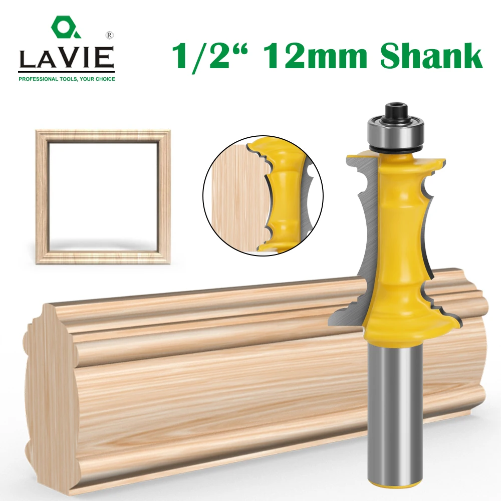 

LAVIE 1PC 12mm 1/2" Shank Small Mitered Drawer Front Molding Router Bit Door Handrail Line Tenon Cutter For Wood Tools MC03040S