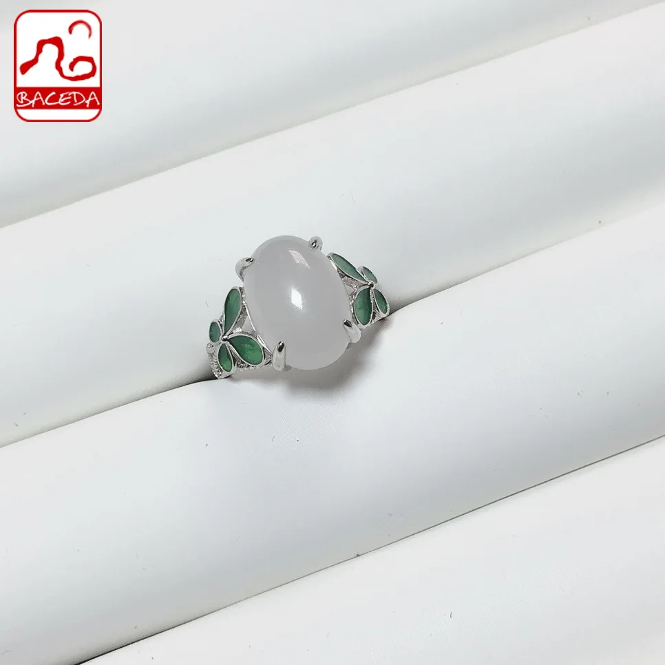 

Baceda Protect health Speed up healing Jade Ring Silver S925 100% Natural With Certificate and With Gift Box Package New arrival