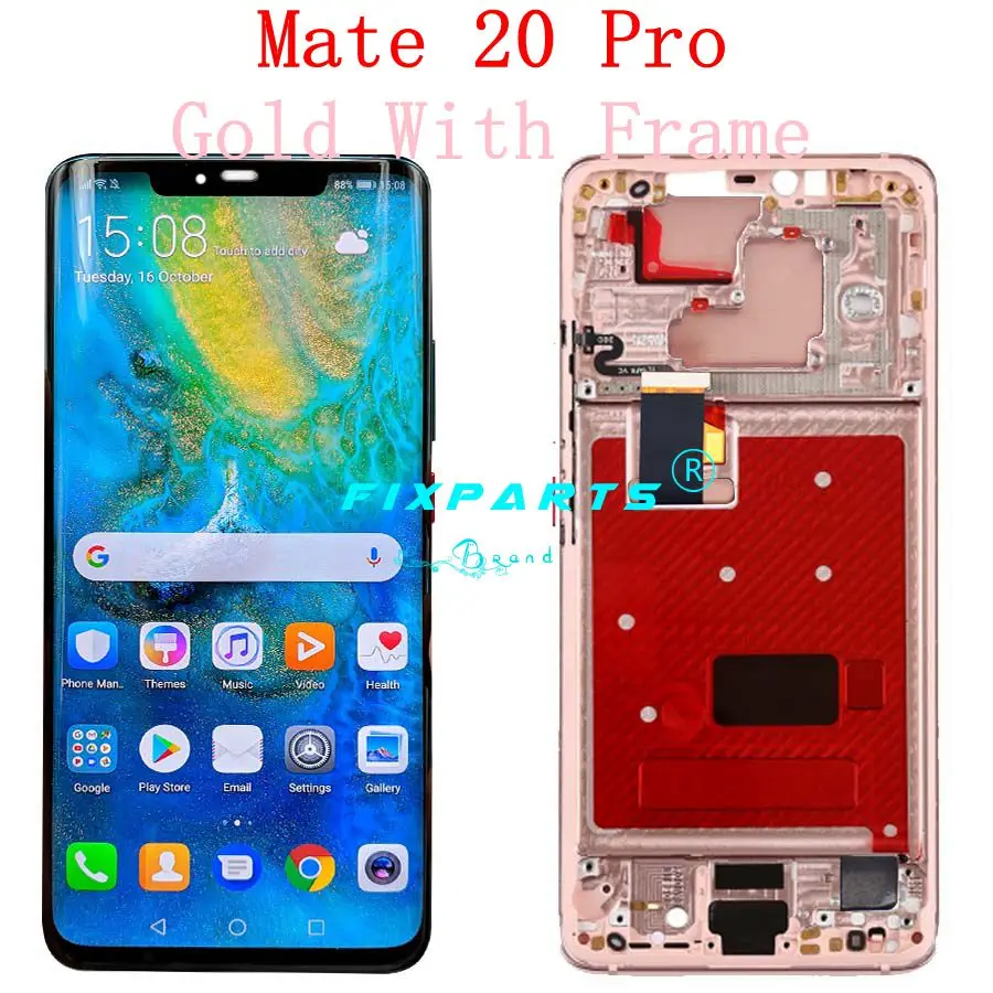 Дисплей huawei mate 20 Pro lcd дисплей кодирующий преобразователь сенсорного экрана в сборе ремонт huawei mate 20 lcd mate 20 Pro экран - Цвет: Pink Frame (20 Pro)