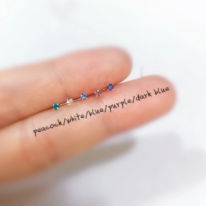 Женские маленькие серьги-гвоздики из серебра 925 пробы 2 мм